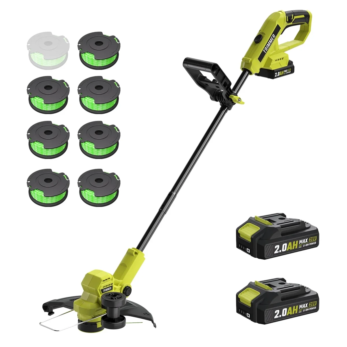 Unbranded String Trimmer, 12-inch Cordless Grass Trimmer with Auto Line Feed, 2 X 2.0Ah Battery Powered Weed Eaters, 20V Lawn Edger with 8 Pcs Grass Cutter 5670