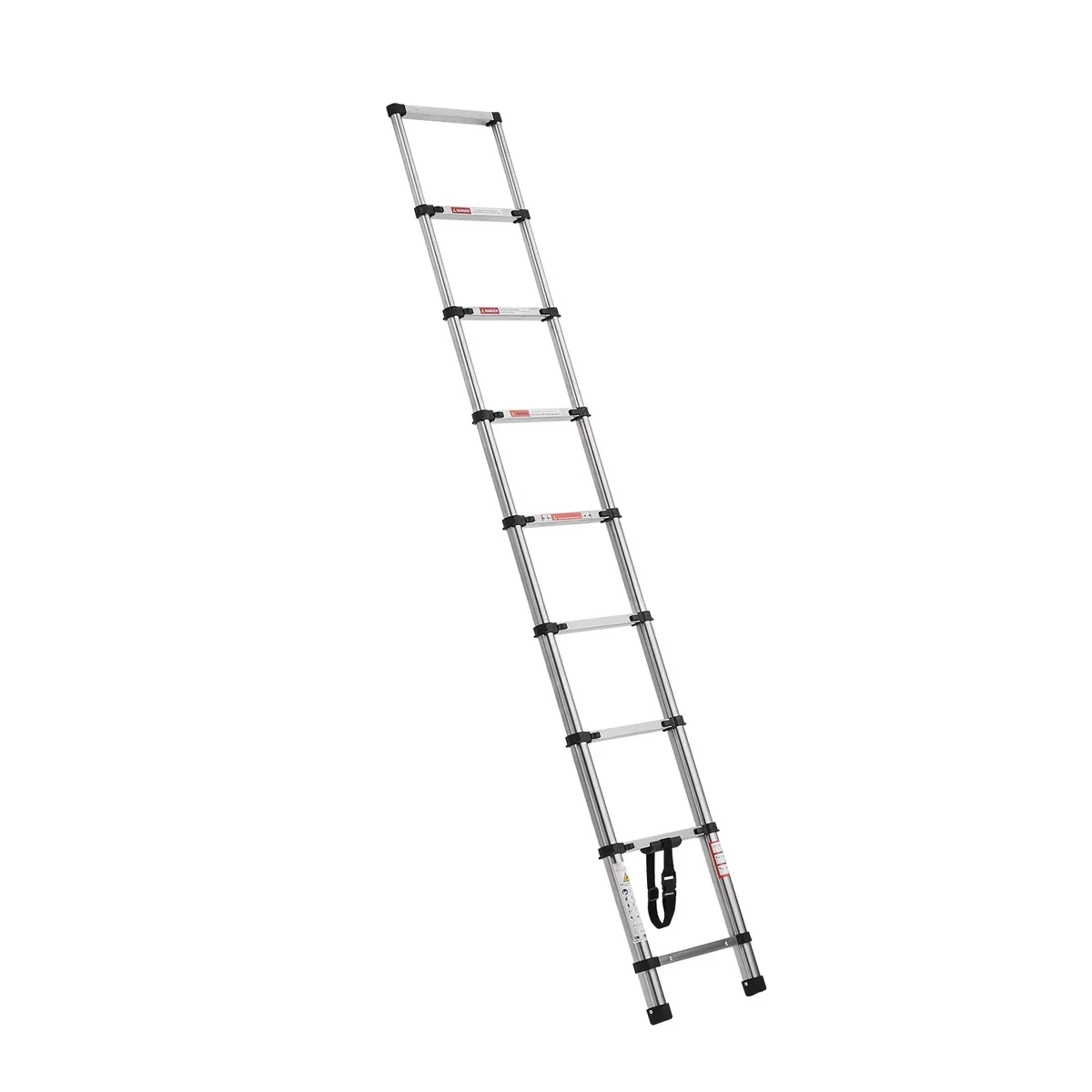 KFFKFF 8.5ft Telescoping Ladder, Stainless Steel Lightweight Extension Ladder with Multi-Button Retraction, 330LBS Load Capacity, Non-Slip Feet,  3048