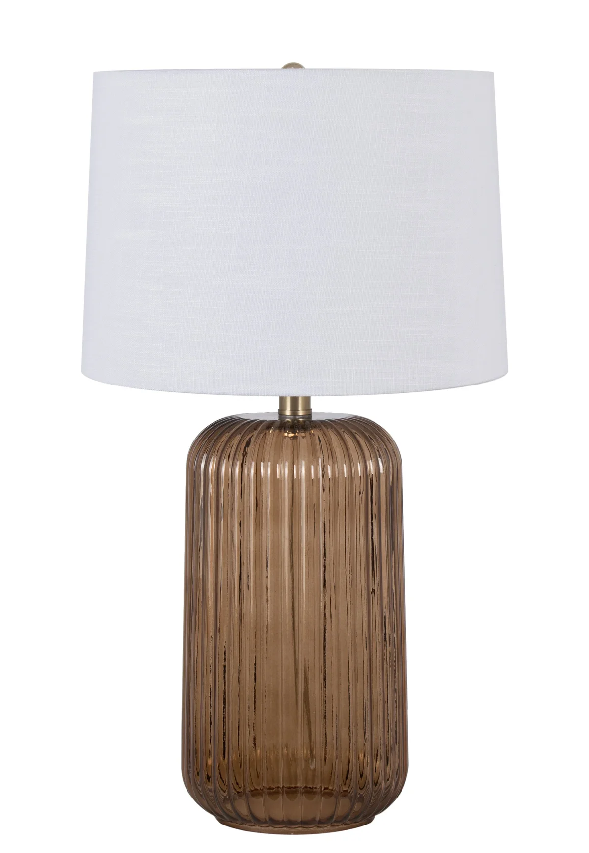 Mainstays 23 Inch Ribbed Glass Table Lamp with White Shade and Brown Finish 6545