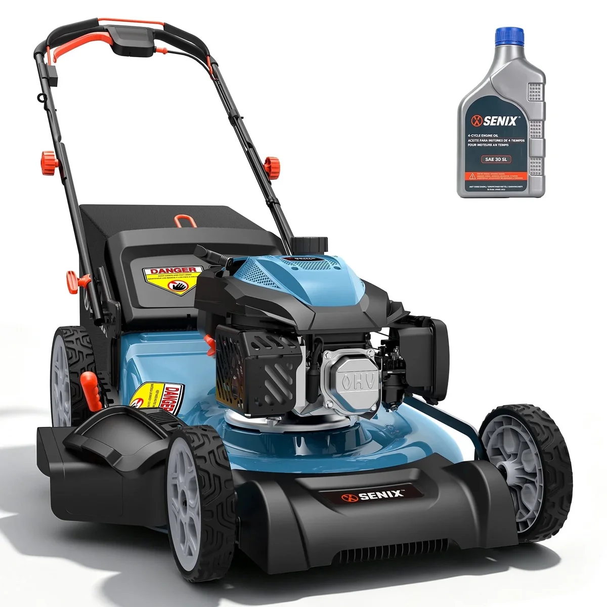 SENIX 200cc 22" Gas Push Lawn Mower, Self-Propelled Mower with 19 Gallon Bag, 6-Position Height Adjustment, 11" Wheel 2887