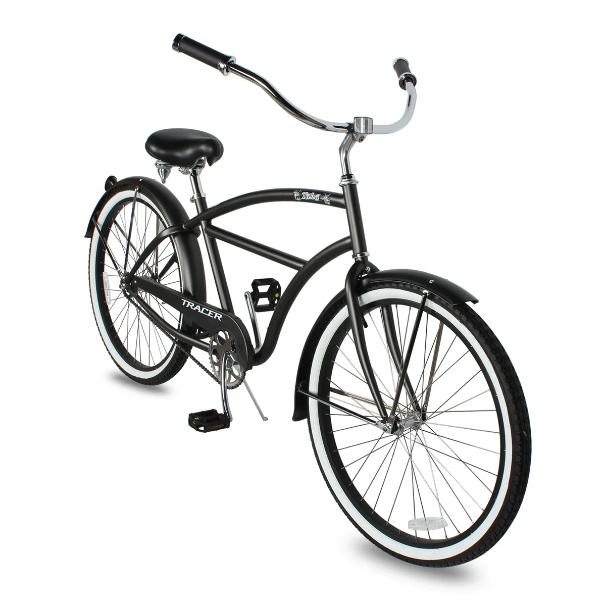 Tracer Bikes Tracer Taha Beach Cruiser Bike, 26" Wheels, Coaster Brake, 1-speed, Wide Suspension Saddle, for Men, Matte Black 4899