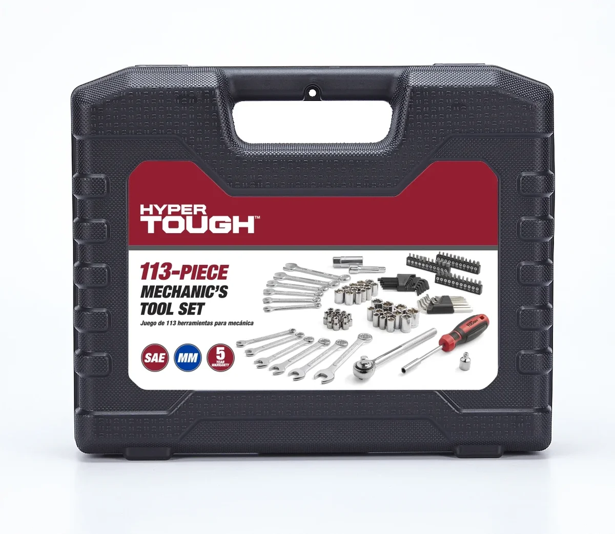 Hyper Tough 113 Piece 1/4 and 3/8 inch Drive SAE Mechanics Tool Set, New Condition 0557