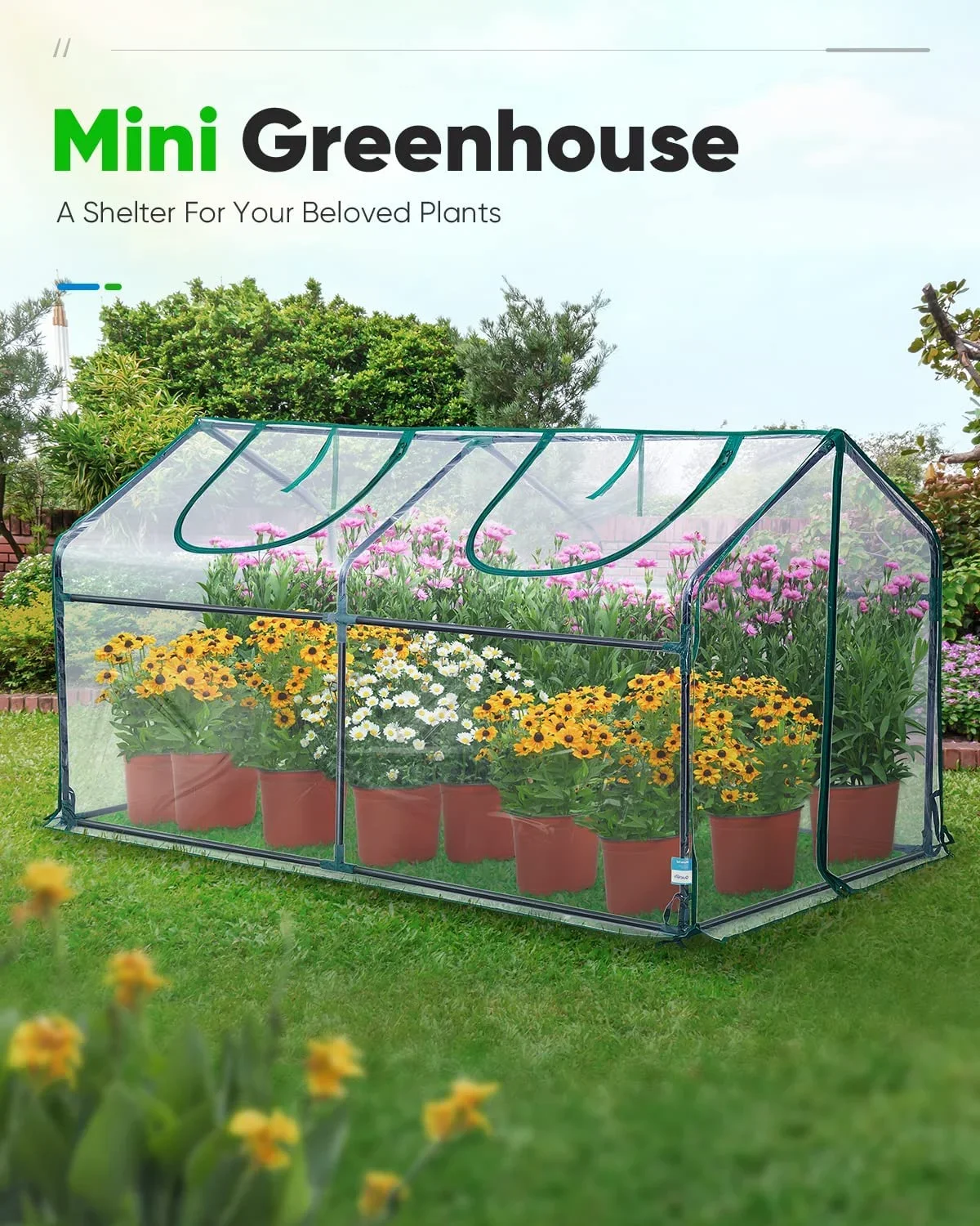 Everdaily Essentials 71"x36"x36" Portable Mini Cloche Greenhouse, Waterproof UV-Resistant Hot House for Indoor Outdoor (Clear) 8868