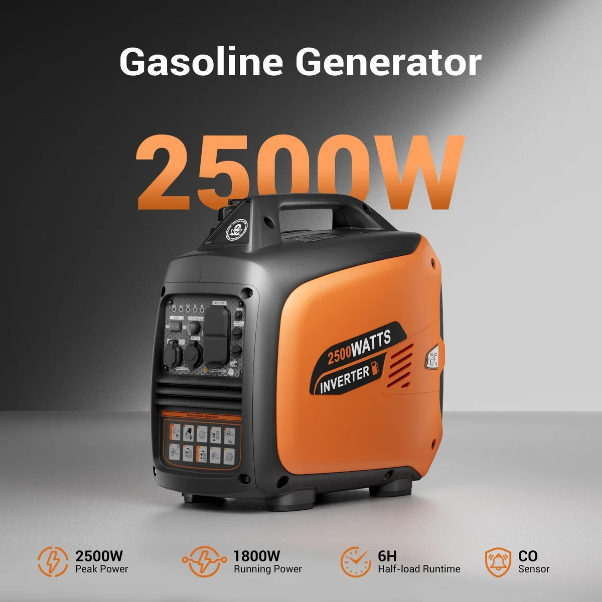 Efurden 2500-Watt Portable Inverter Generator Gas Powered, EPA Compliant, Parallel Capability, CO Shutdown, Low Noise for Camping and Home Use 3045