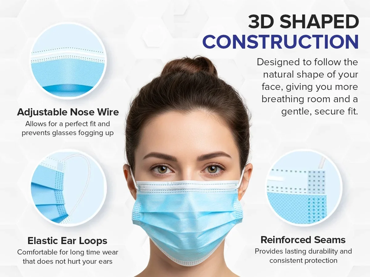 Everdaily Essentials Protective Earloop Face Mask, Box of 50 4796