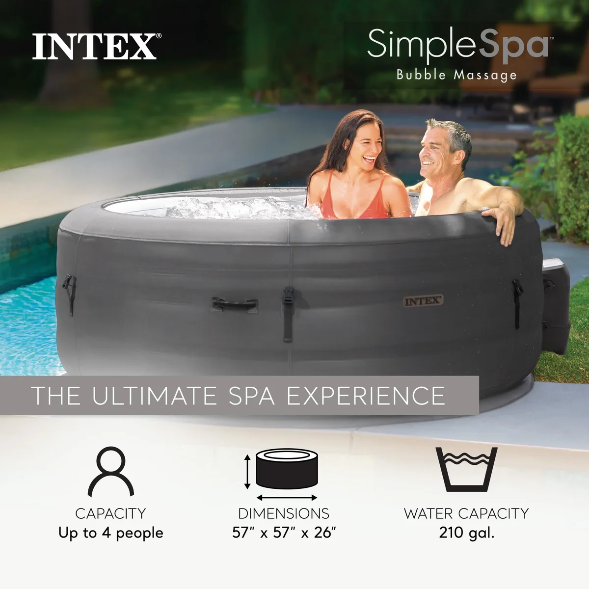 Everdaily Essentials Bubble Massage 4 Person Inflatable Hot Tub Spa w/ Jets 5389