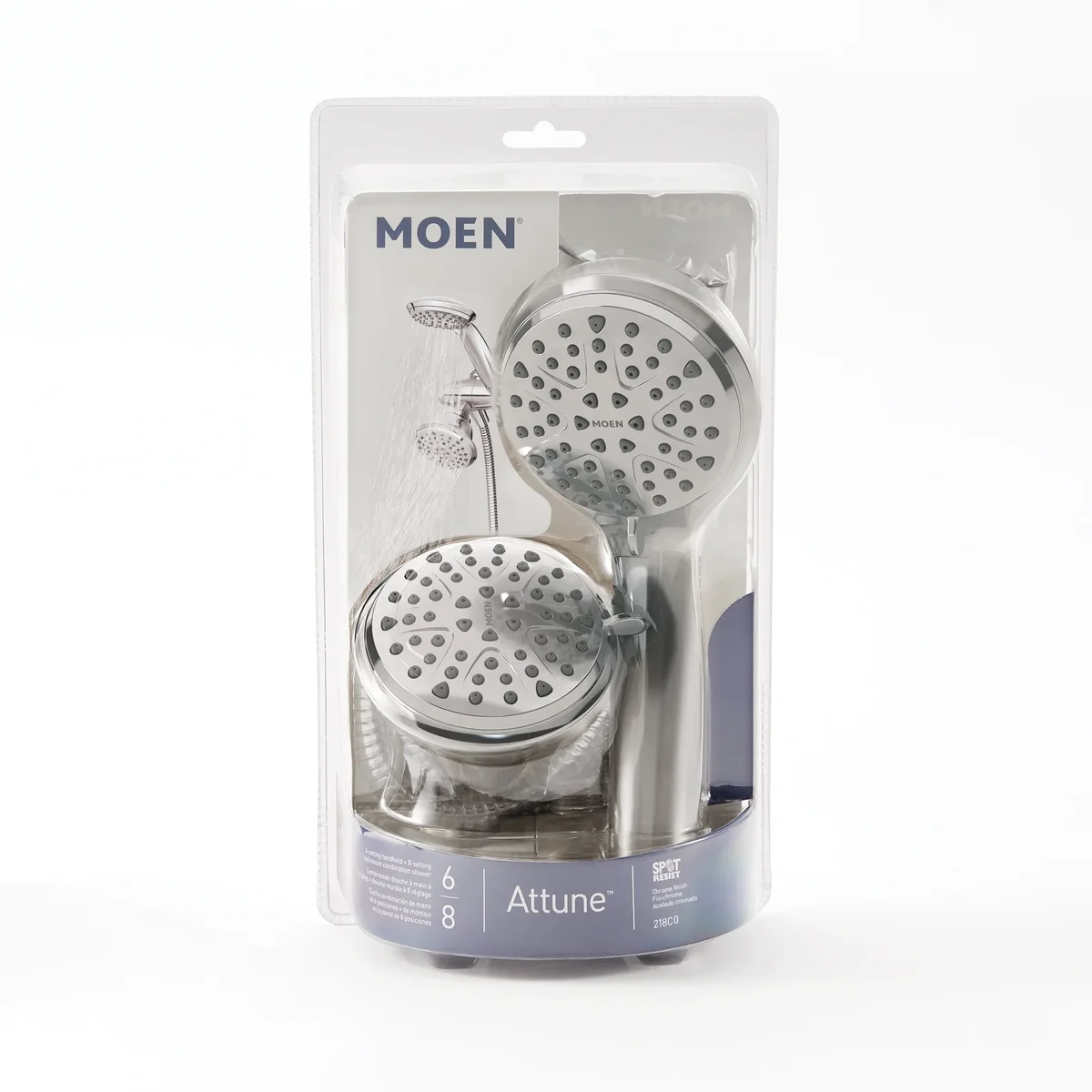 Everdaily Essentials Attune Chrome Bathroom Showerhead and Hand Shower Combo, 218C0 Ref. 7302