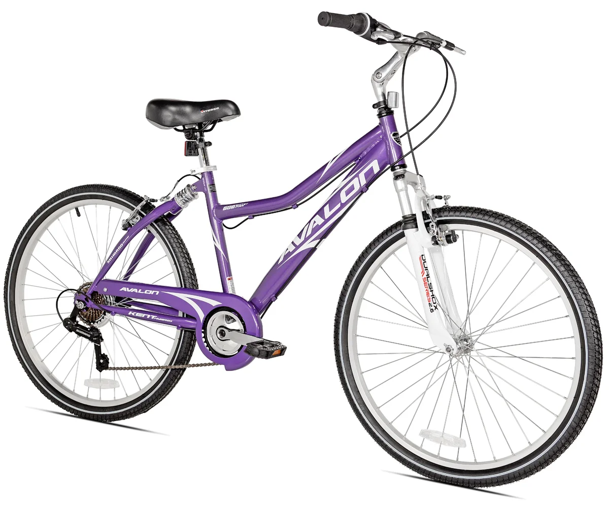 Kent Bicycles 26" Kent Bicycle Avalon Comfort Full Suspension Hybrid Bike, 26" Wheels, Adults 14+, Purple 8635