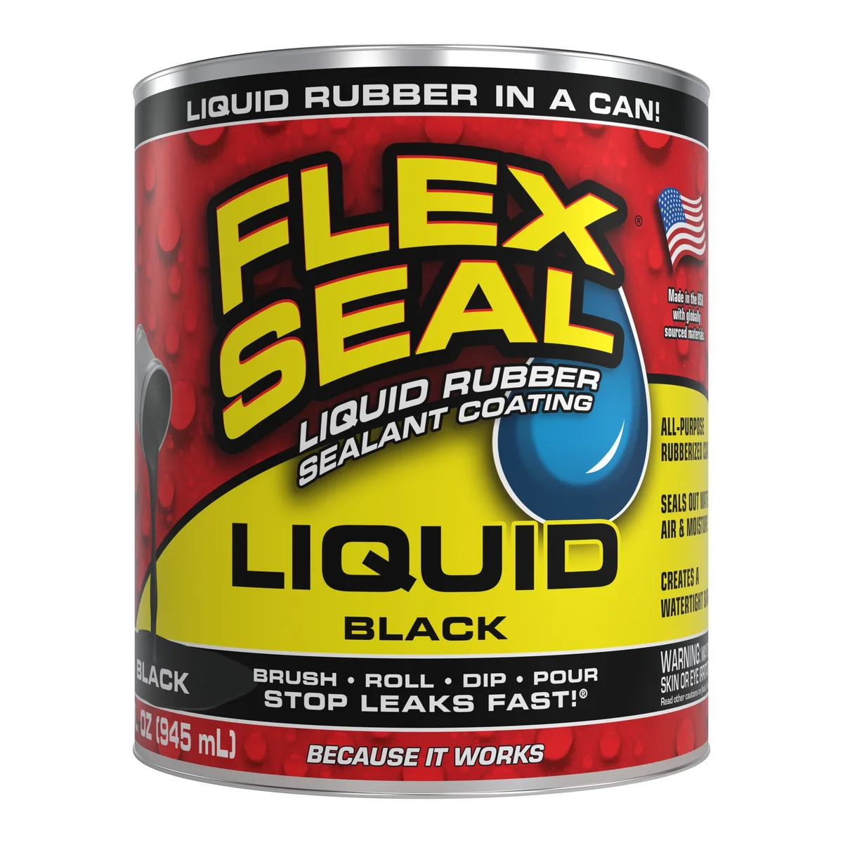 Flex Seal Liquid Rubber Sealant Coating, 32 oz, Black 1576