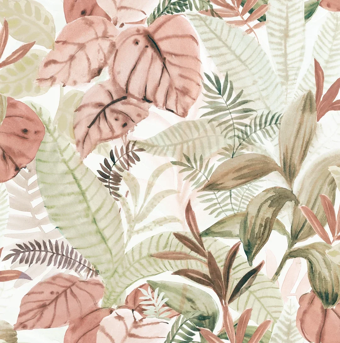 Mainstays Pink Tropical Palm, Peel and Stick Wallpaper 13.35 Sq. Ft. 9202