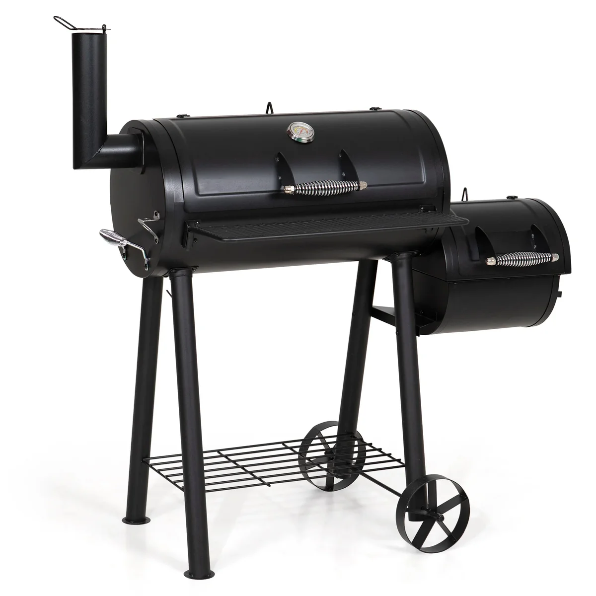 Alpha Joy Steel BBQ Charcoal Grill with Offset Smoker in Black 1157