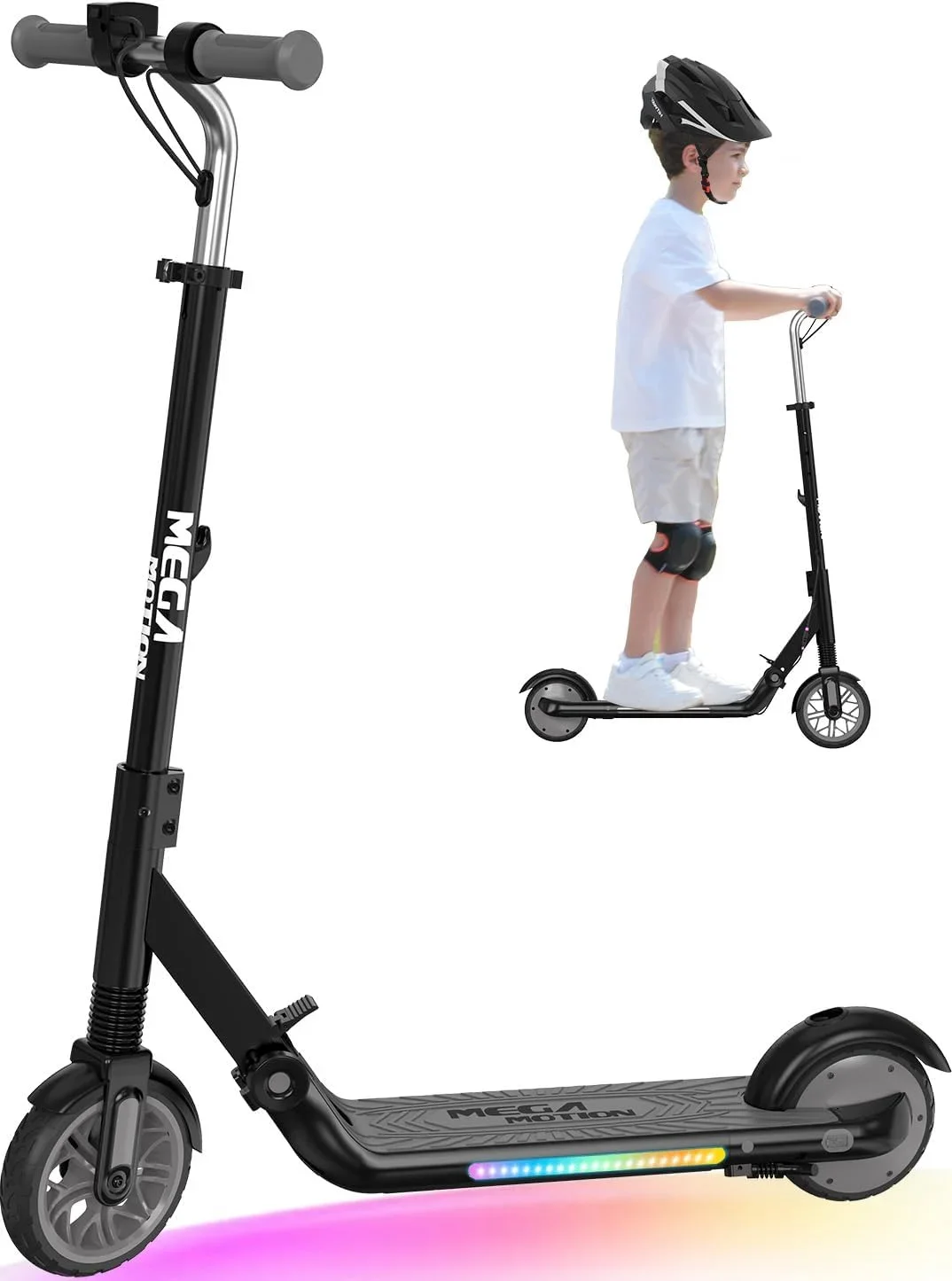Mega Motion ME1 Electric Kids Scooter – Children and Toddler Foldable Kick Scooter – Adjustable Handlebar – Indoor and Outdoor - 3 Speed �� 3811