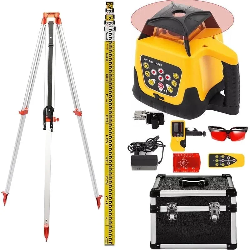 SIHAO Self Leveling Rotary Laser Level Kit, 1640ft/500M Red Beam Laser Level with Tripod & 5m Staff , IP66 Waterproof Receiver Remote Control, 36 4782