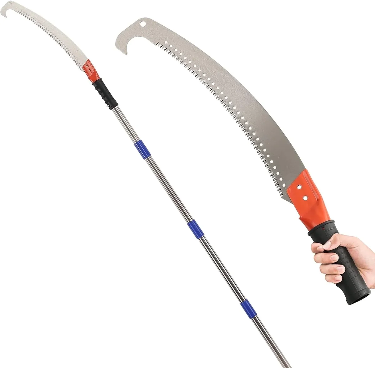 Everdaily Essentials Pole Saws for Tree Trimming,7ft Lightweight Manual Tree Pruner with Stainless Steel Pole for High Reach, 3-Sided Cutter Blade 9664