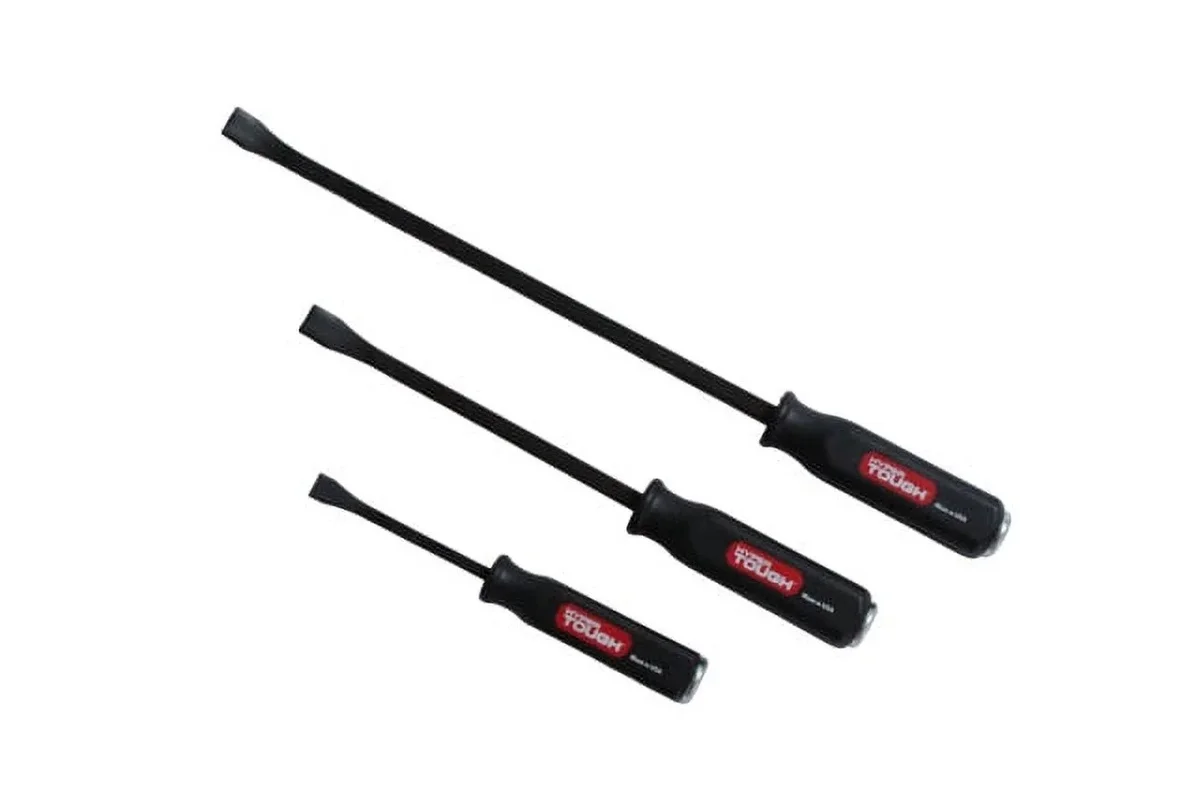 Hyper Tough Handled Steel Pry Bar Set with Metal Striking Caps, 3 Pieces 7335