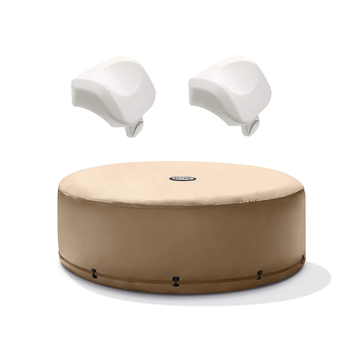 Intex PureSpa Energy Efficient Hot Tub Cover & Cushioned Foam Headrest (2 Pack) 0526