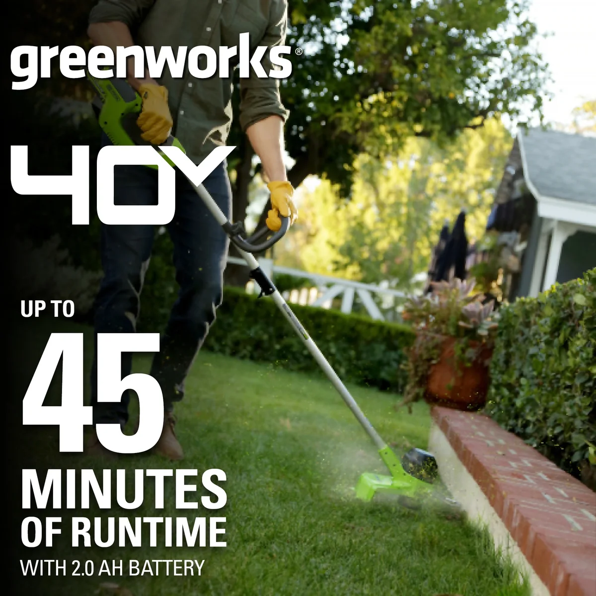 Greenworks 40V 12" String Trimmer with 2.0 Ah Battery & Charger 2101602 2770