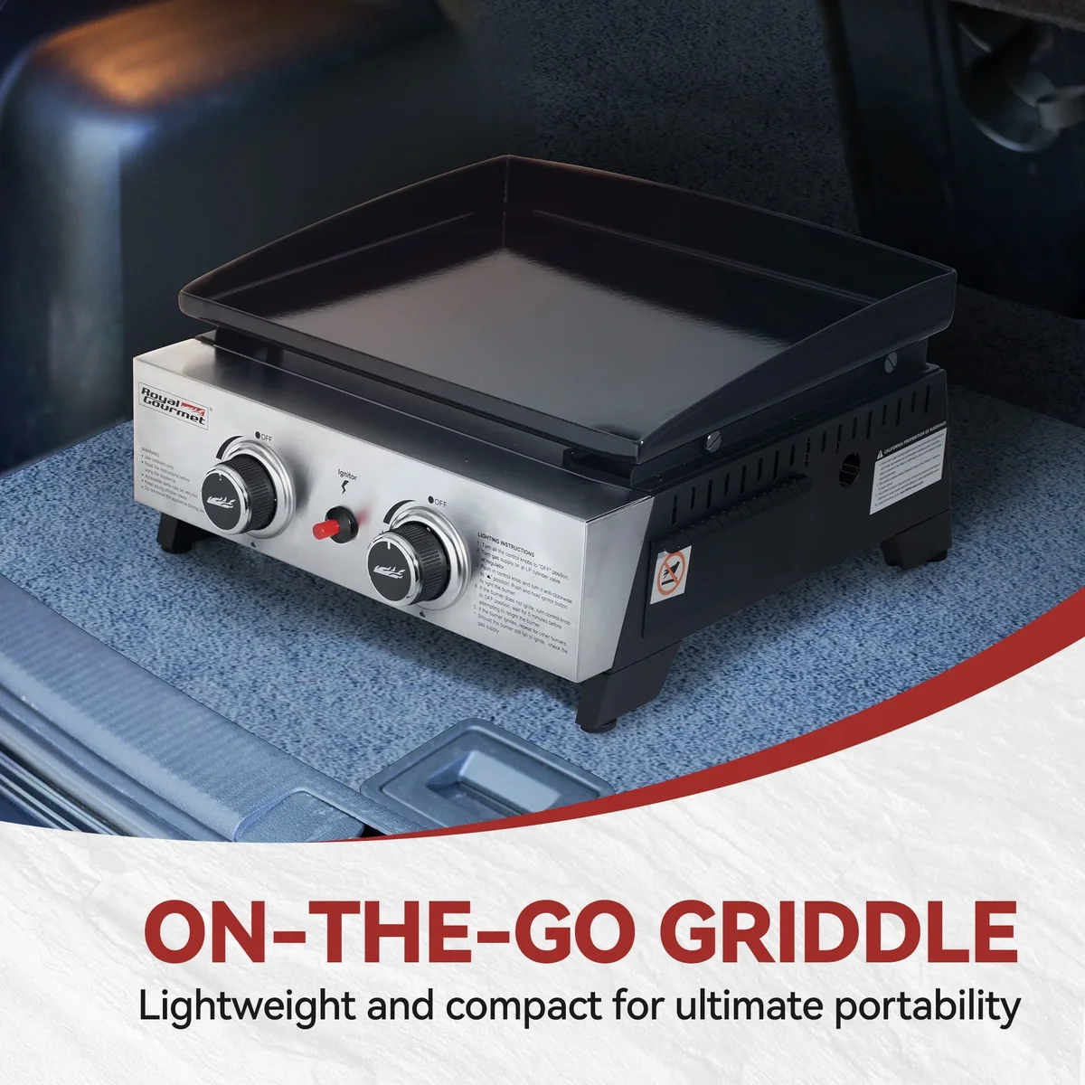 Everdaily Essentials PD1204 Portable 17-Inch 2-Burner Tabletop Gas Griddle Grill, 17,000 BTU Ref. 2454