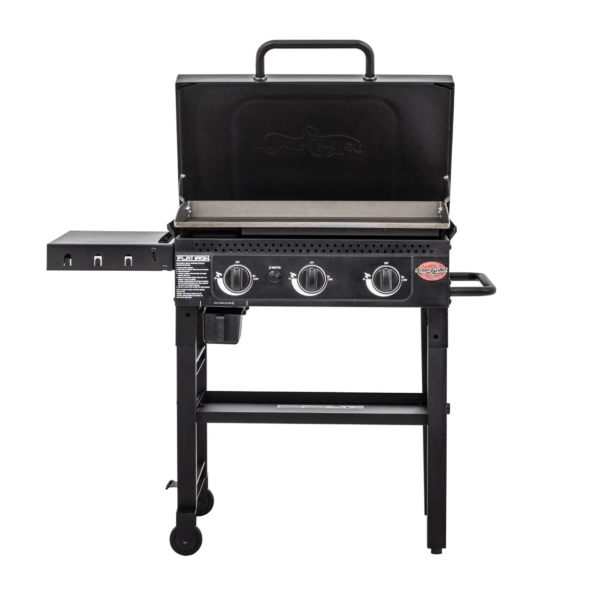 Char-Griller ® Flat Iron® 3-Burner Gas Griddle with Lid in Black 1539