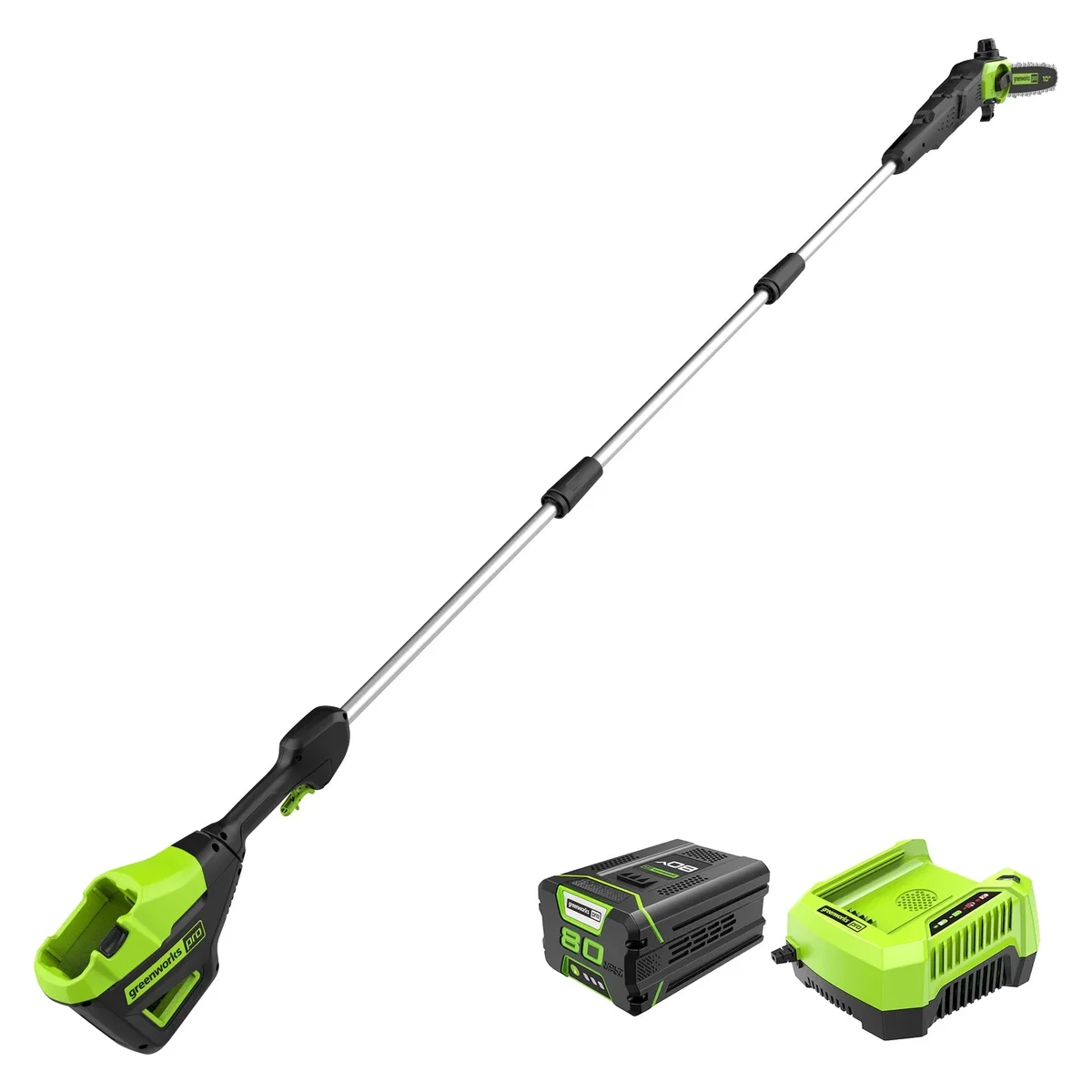 Greenworks 80V 10 In. Brushless Pole Saw with 2.0 Ah Battery & Charger 1405802 0547