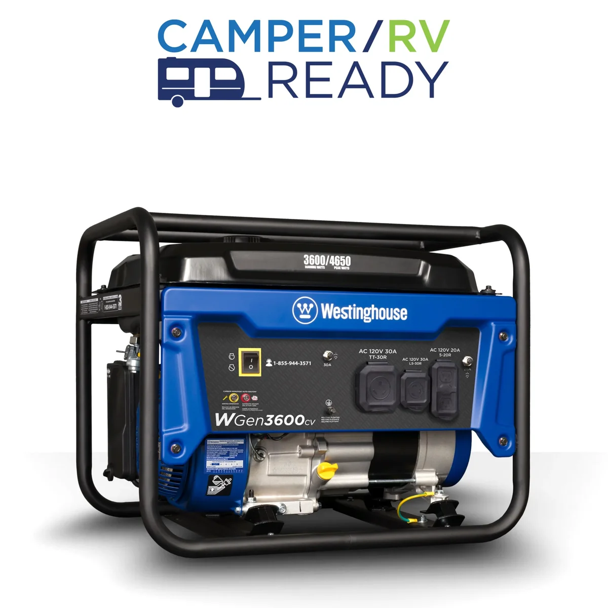 Westinghouse 4650 Peak Watt Portable Gas Powered Generator, Recoil Start, RV Ready Outlet, CO Sensor 4546