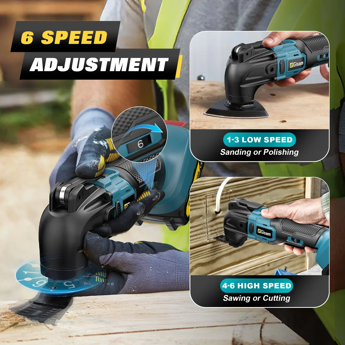 Everdaily Essentials 21V Max Cordless Oscillating Multi-Tool with Brushless Motor, 2 x 2.0Ah Battery, Auxiliary Handle, 23pcs Accessories Ref. 9791