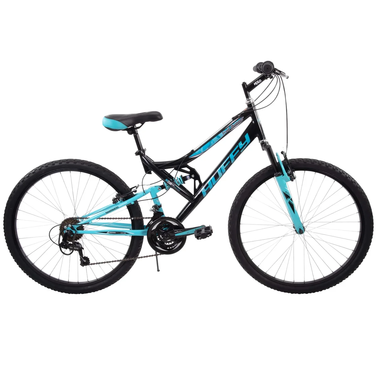 Huffy 26" Trail Runner Mountain Bike, Fits Riders 60”+, Black/Teal, Adult, Women's 9862