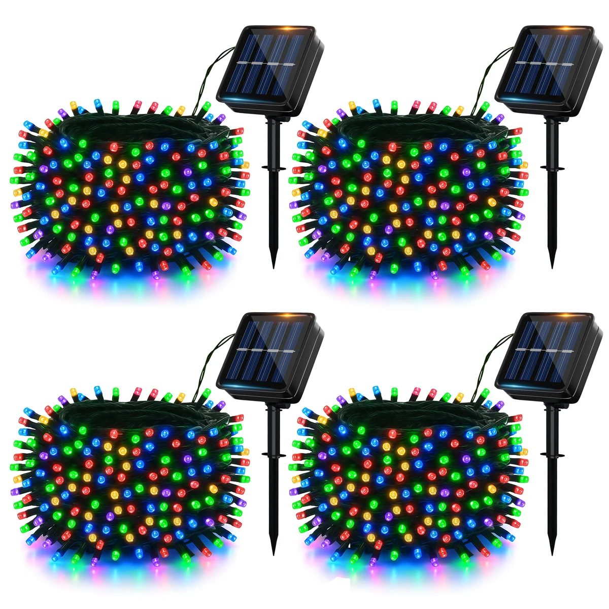 Generic 4 Pack Solar String Lights Outdoor Waterproof, 480 LED Multicolor with 8 Modes and Adjustable Solar Panel for Garden Patio 0603