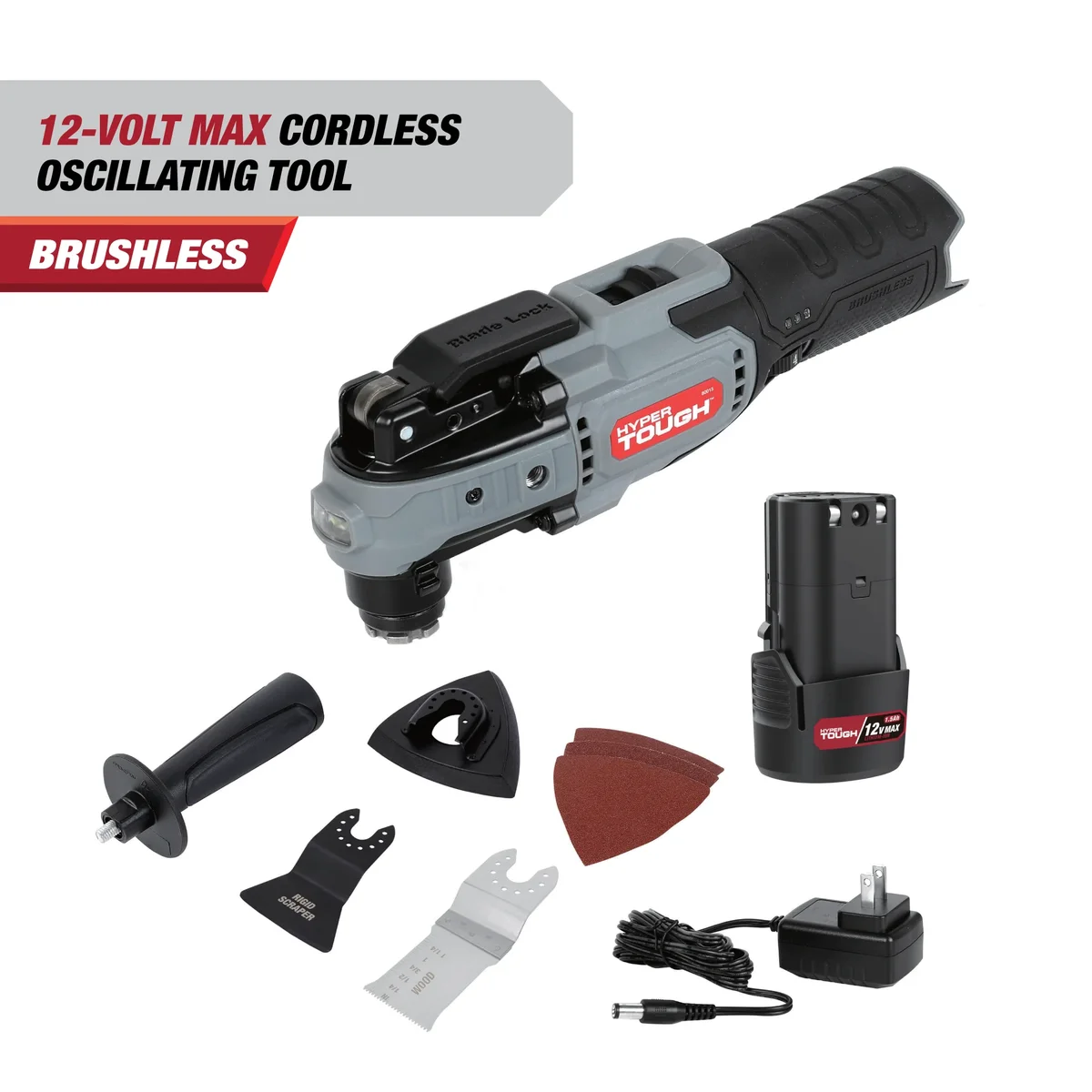 Hyper Tough 12V Max Lithium-Ion Brushless Oscillating Multi-Tool with 1.5Ah Battery and Charger 4590