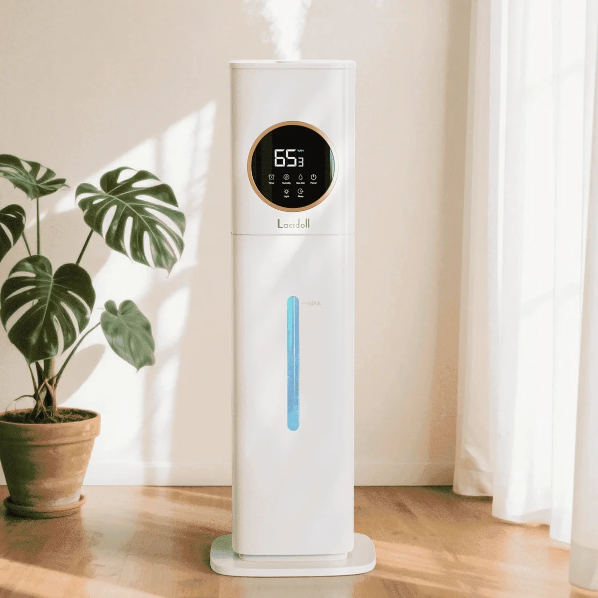 Lacidoll 2.1Gal/8L Cool Mist Humidifier for Room Bedroom, Large Room Humidifier for Home Whole House, Quiet Ultrasonic Humidifier with Night Light, White, 5179