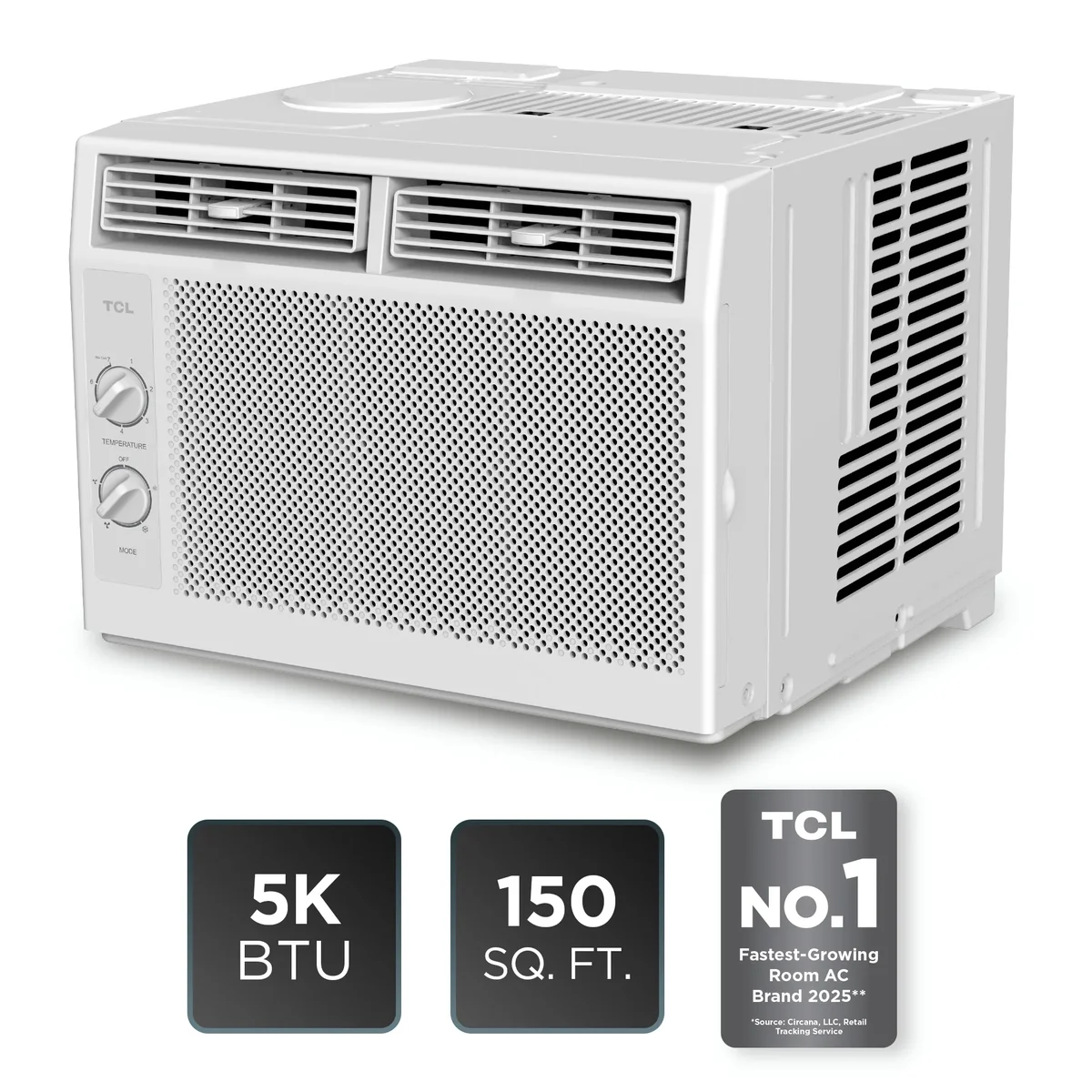 TCL 5,000 BTU Mechanical Window Air Conditioner (White) - Two-in-One Cooling & Fan, 7 Temperature Settings, Dual Fan & Cooling Speeds, Compact Fi 5967